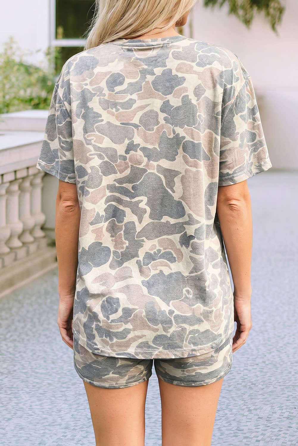 High Waist Camouflage Short Set