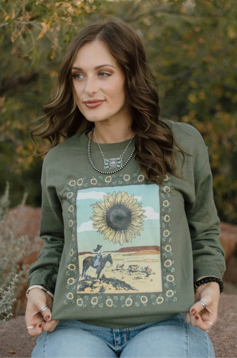 Sunflowers in the Draw Graphic Sweatshirt