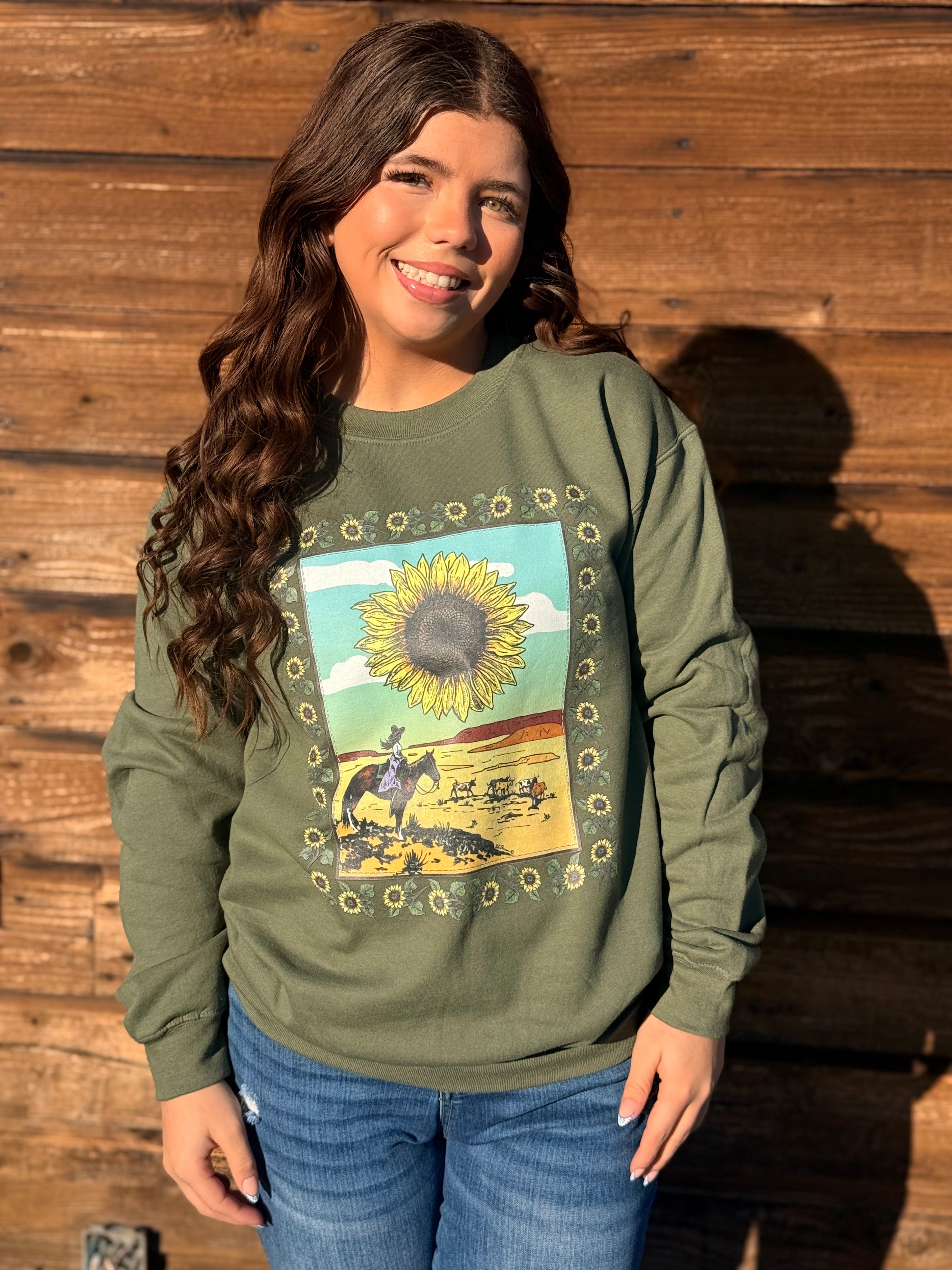 Sunflowers in the Draw Graphic Sweatshirt