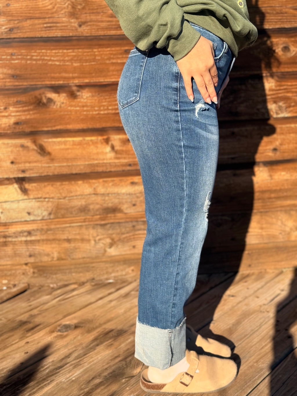 Real Teal High-Rise Distressed Denim
